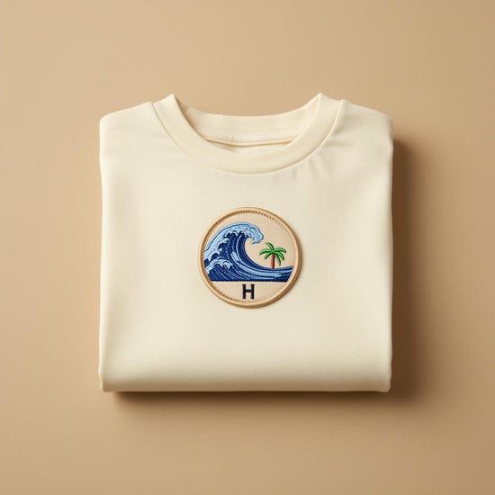 Tee-shirt Hookme crème avec un hookie vague brodé
