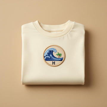 Tee-shirt Hookme crème avec un hookie vague brodé